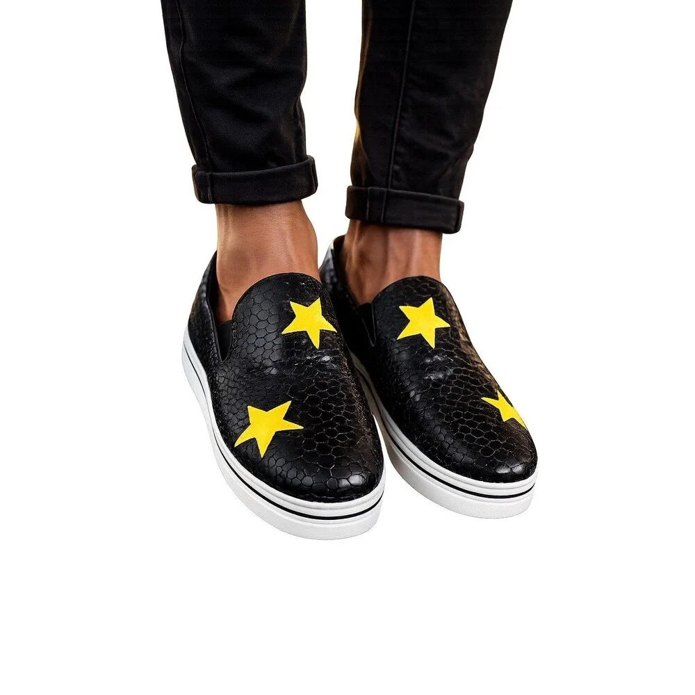 Stella McCartney Python Embossed Faux Leather Binx Star Platform Sneakers 10.5